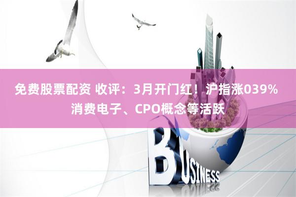 免费股票配资 收评：3月开门红！沪指涨039% 消费电子、CPO概念等活跃